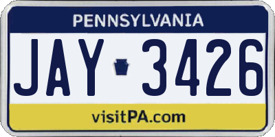 PA license plate JAY3426