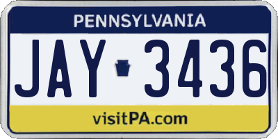 PA license plate JAY3436