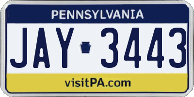 PA license plate JAY3443