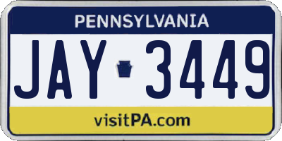 PA license plate JAY3449
