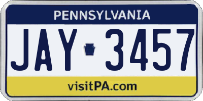 PA license plate JAY3457