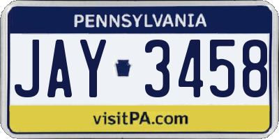 PA license plate JAY3458