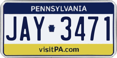 PA license plate JAY3471