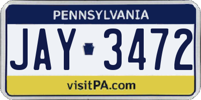 PA license plate JAY3472