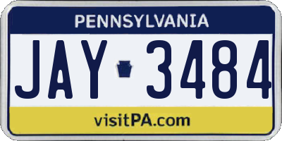 PA license plate JAY3484