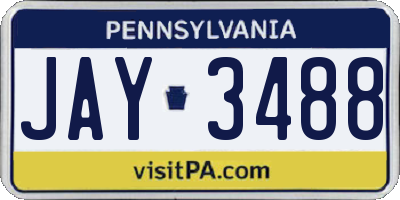 PA license plate JAY3488