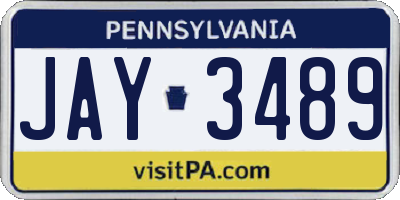 PA license plate JAY3489