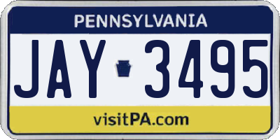 PA license plate JAY3495