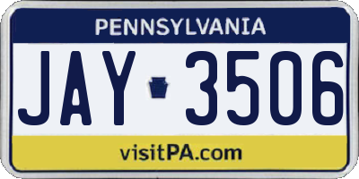 PA license plate JAY3506