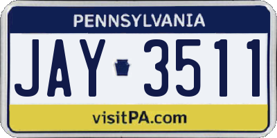 PA license plate JAY3511