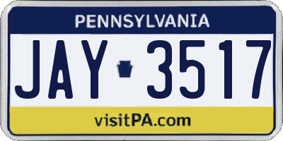 PA license plate JAY3517