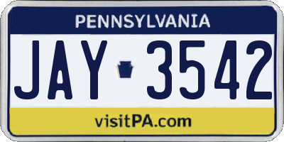 PA license plate JAY3542