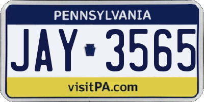PA license plate JAY3565