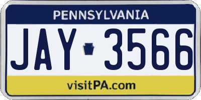 PA license plate JAY3566