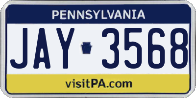 PA license plate JAY3568