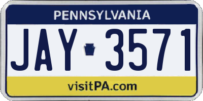 PA license plate JAY3571