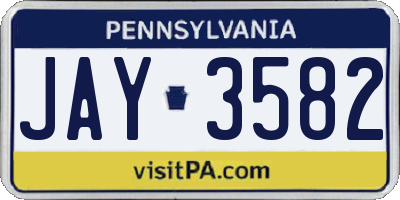 PA license plate JAY3582