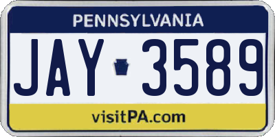 PA license plate JAY3589