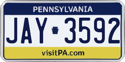 PA license plate JAY3592