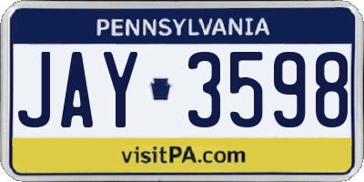 PA license plate JAY3598