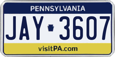 PA license plate JAY3607