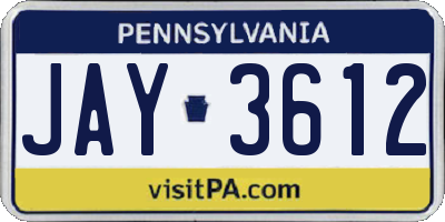 PA license plate JAY3612