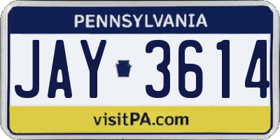 PA license plate JAY3614