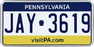 PA license plate JAY3619