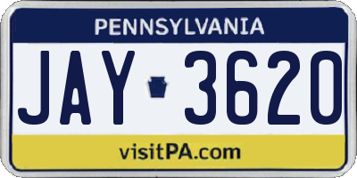 PA license plate JAY3620