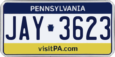 PA license plate JAY3623