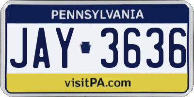 PA license plate JAY3636