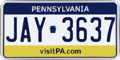 PA license plate JAY3637