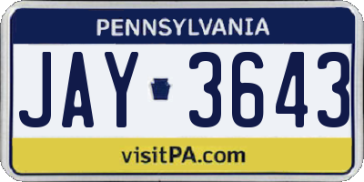 PA license plate JAY3643