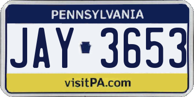 PA license plate JAY3653