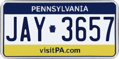 PA license plate JAY3657