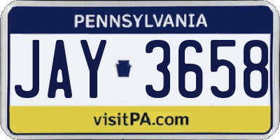 PA license plate JAY3658