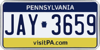 PA license plate JAY3659