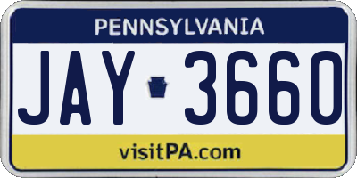 PA license plate JAY3660