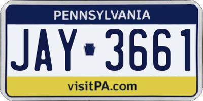 PA license plate JAY3661