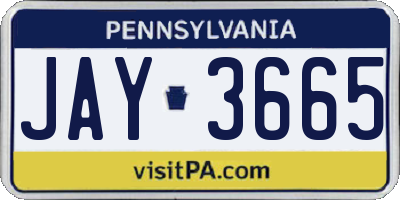 PA license plate JAY3665