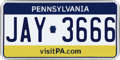PA license plate JAY3666