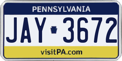 PA license plate JAY3672