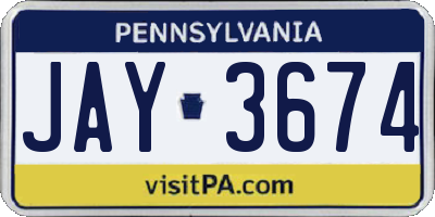 PA license plate JAY3674