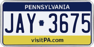 PA license plate JAY3675