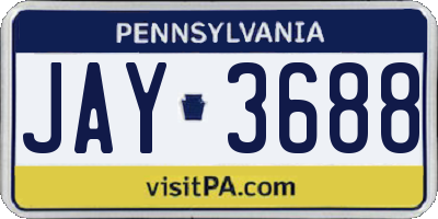 PA license plate JAY3688