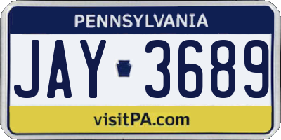 PA license plate JAY3689