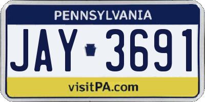PA license plate JAY3691