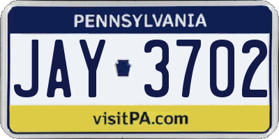 PA license plate JAY3702