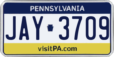 PA license plate JAY3709