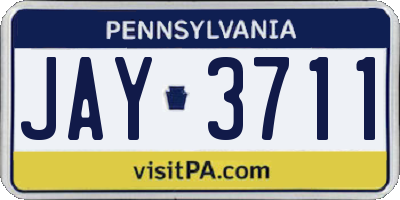 PA license plate JAY3711